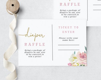 Baby in Bloom Floral Baby Shower Diaper Raffle Insert Card, In Full Bloom Baby Shower Diaper Raffle Ticket, Instant Download [id:6314521]