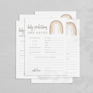 Neutrale Rainbow Baby Shower Baby Voorspellingen en Advies Kaart, Over de Regenboog Baby Voorspellingen en Advies Instant Download [id:4854526]