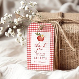 Apple of my eye favor tag, apple baby shower favor tag, apple bridal shower favor tag, appley ever after, gingham, apple, orchard, harvest, fall, country baby shower, rustic baby shower