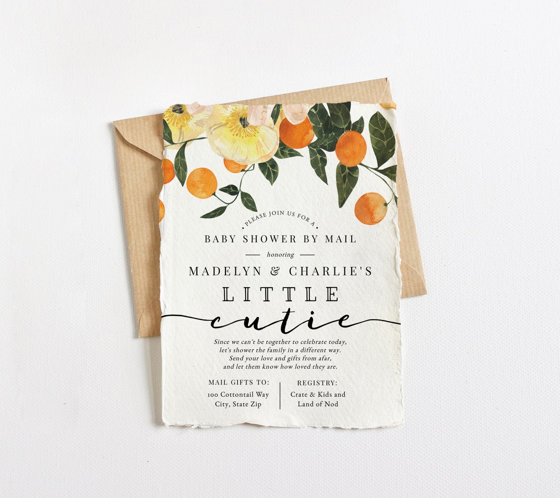 Little Cutie Clementine Baby Shower by Mail Invitation Orange Etsy