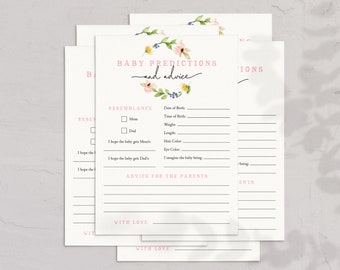 April Showers Bring May Flowers Baby Shower Baby Predictions and Advice Card, Spring Baby Shower Game Instant Download [id:6327372]
