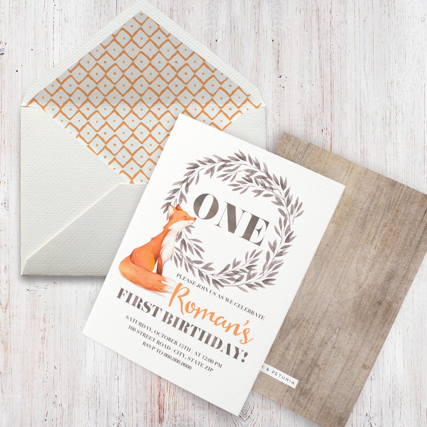 watercolor woodland fox birthday party invitation red fox birthday fall party invites