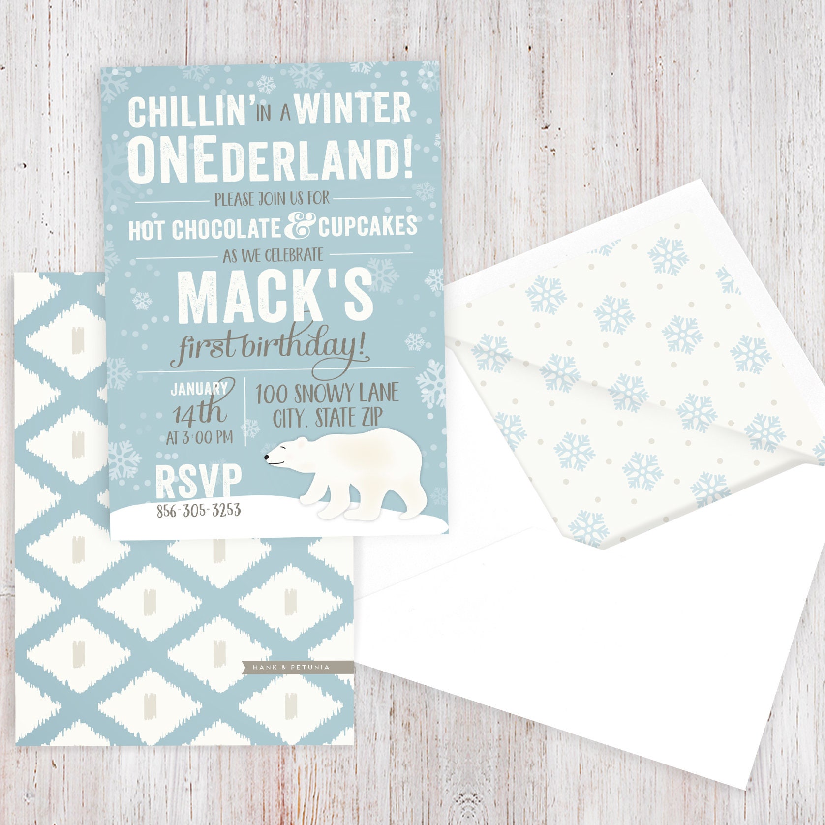 Winter Onderland Polar Bear Birthday Party Invitation Winter