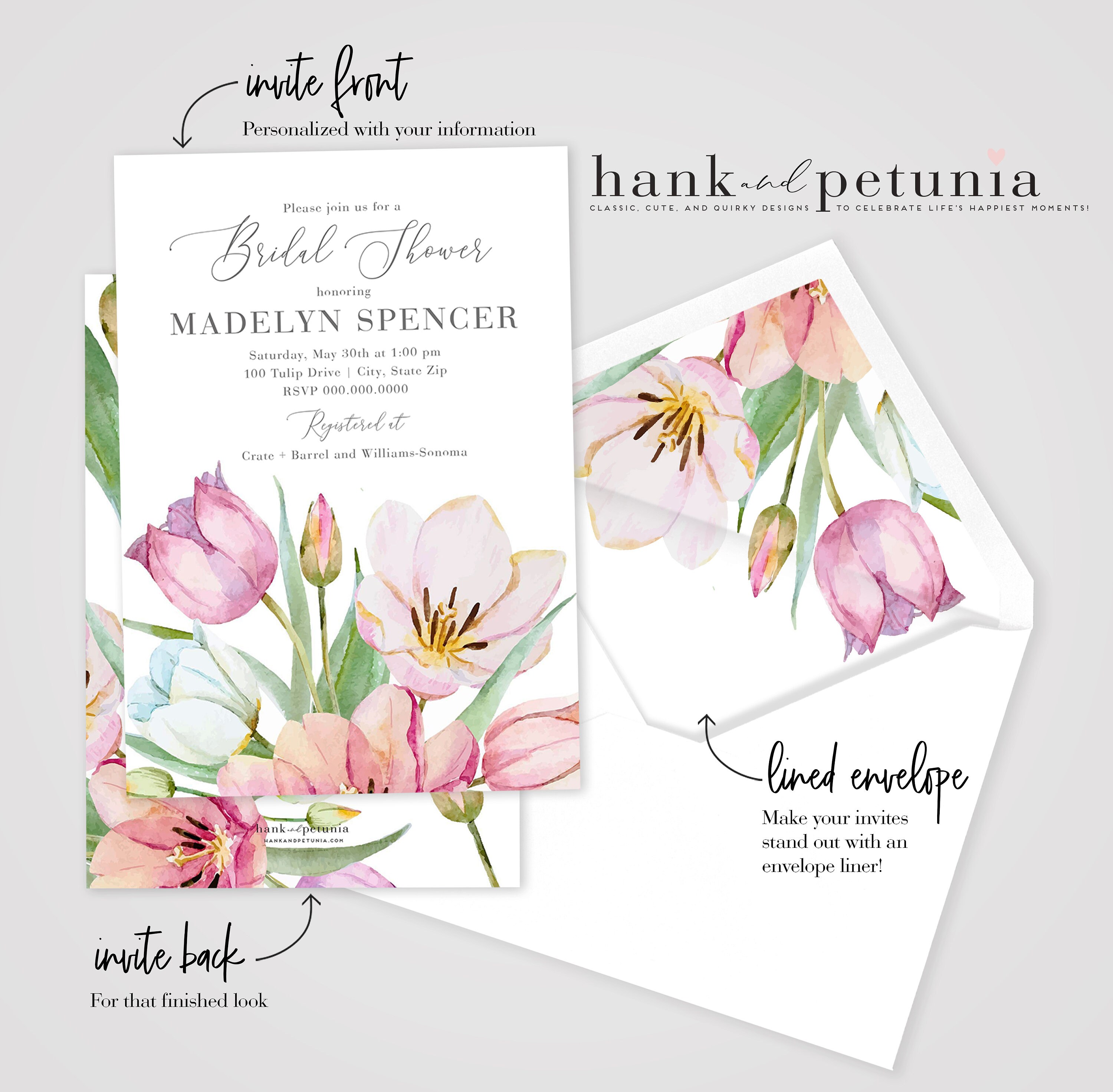 Spring Tulip Bridal Shower Invitation Floral Bridal Shower Etsy Australia