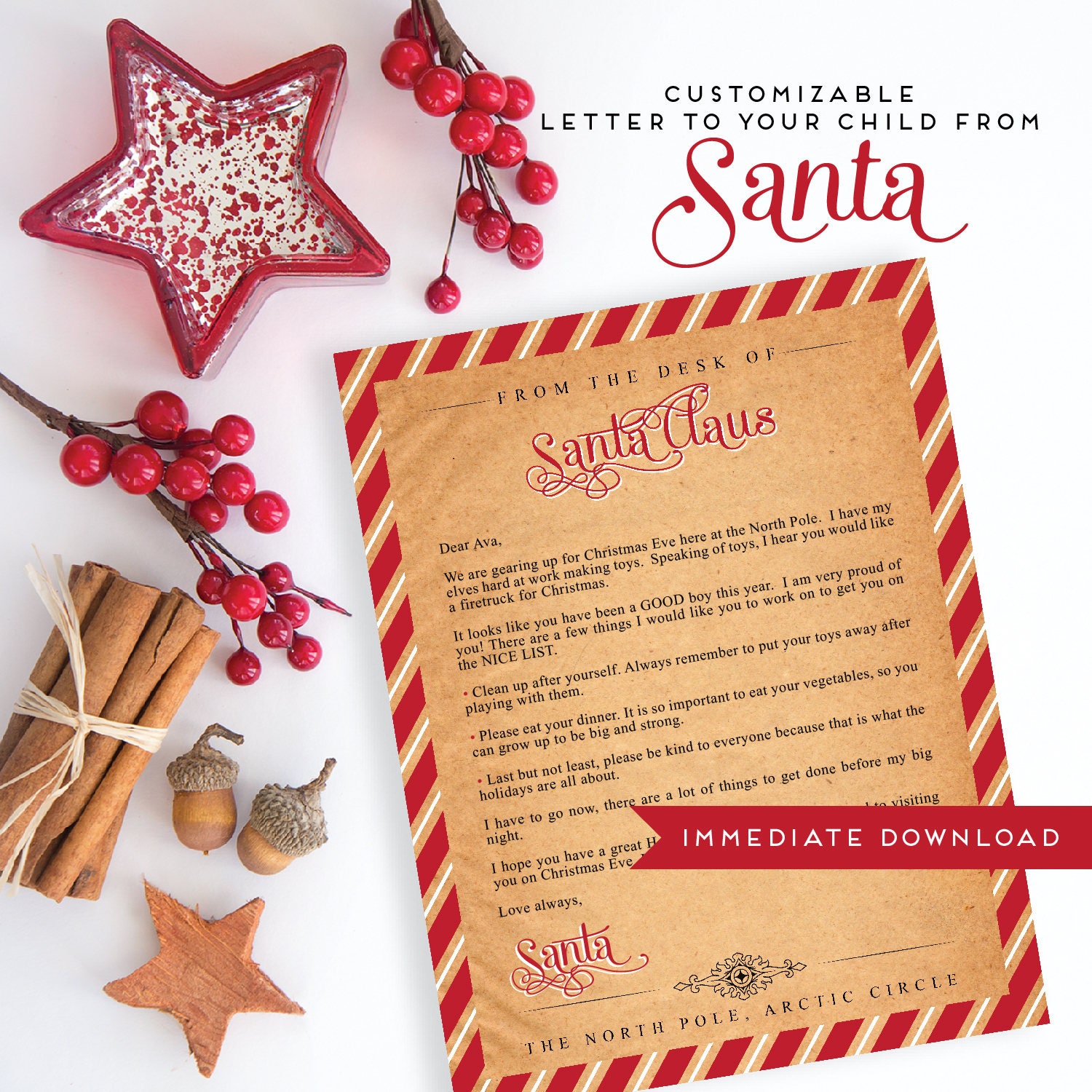 Customizable Letter From Santa Letter To Your Child From Santa 
