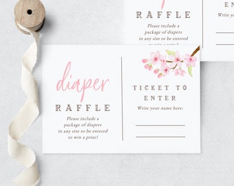 Baby in Bloom Spring Cherry Blossom Diaper Raffle Insert Card, Spring Baby Shower Diaper Raffle Ticket, Instant Download [id:6326751]