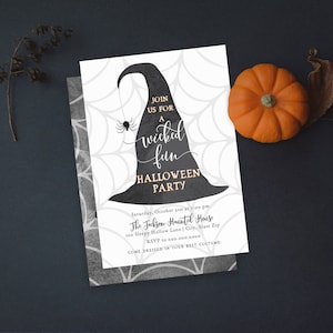 Witch Hat Halloween Party Invitation, Family Halloween Party Digital Invite Template, Witches Night Out Instant Download id:4961568 image 1