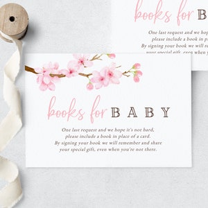 Baby in Blüte Frühling Kirschblüte Baby-Dusche-Buch-Anfrage einfügen Karte, in voller Blüte Bücher für Baby-Einsatz, sofortiger Download [id:6302838]