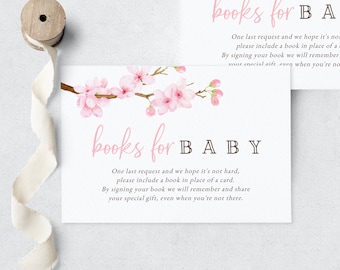 Baby in Bloom Spring Cherry Blossom Baby Shower Book Request Insert Card, In Full Bloom Books for Baby Insert, Instant Download [id:6302838]