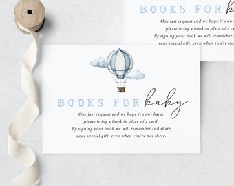 Adventure Awaits Hot Air Balloon Baby Shower Book Request, Baby Shower Books for Baby Template, Bring a Book Instant Download  [id:7942700]