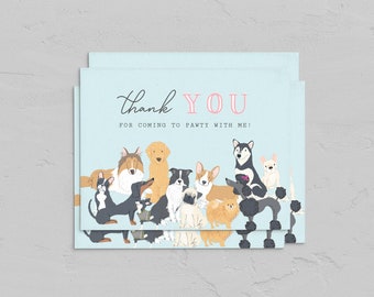 Puppy Party A2 Thank You Card, Dog Thank You Card, Customizable Note Card Instant Download [id:5959188]
