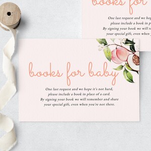 Süße kleine Pfirsich Buch Anfrage einfügen Karte, Pfirsich Blüte Bücher für Baby einfügen, instant Download [id:6382519]