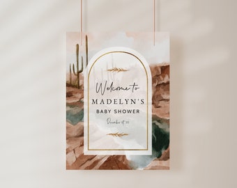 Customizable Desert Landscape Baby Shower Welcome Sign, Cactus Baby Shower Sign, Southwest Instant Download Instant Download [id:10514279]