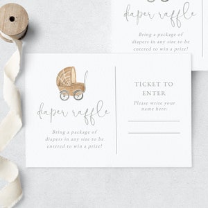 Customizable Oh Baby Stroller Baby Shower Diaper Raffle Insert Card, Pram Diaper Raffle Template, Boho Instant Download  [id:10579184]