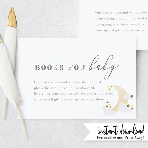 Books for Baby Card / Book Card Insert for Baby Shower / Baby Etsy