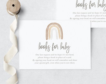 Neutral Baby Shower Book Solicitar Tarjeta de inserción, Sobre los libros del arco iris para la tarjeta de inserción del bebé, Descarga instantánea [id:6173570]