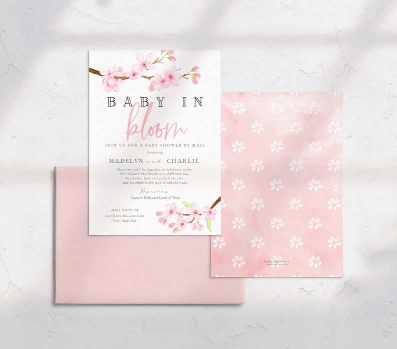 Baby in Bloom Spring Cherry Blossom Baby Shower Invitation, Spring Floral Baby Shower Digital Invite Template, Instant Download id:5932898 image 5
