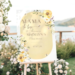 Mama to Bee Baby Shower Welcome Sign Template, Honey Bee Shower Sign, Bee Baby Shower Easel Sign, Bumble Bee Instant Download [id:32471752]