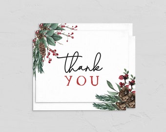 Santa Baby Winter Baby Shower A2 Folded Thank You Card Template, Christmas Baby Shower Note Card Instant Download [id:9833471]
