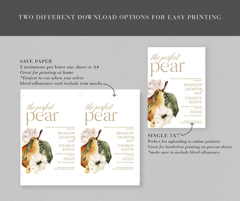 Customizable Pear Couples Shower Invitation Template, Perfect Pear Wedding Shower Invites, Fall Shower Immediate Download id:16921836 image 6