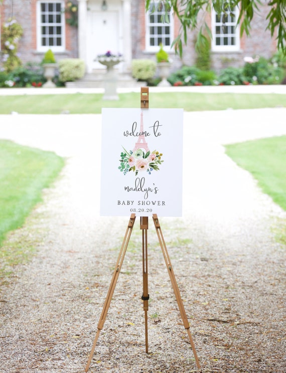 Customizable Paris Baby Shower Welcome Sign, French Baby Shower Welcome Sign Template, Shower Welcome Sign Instant Download [id:4838874]