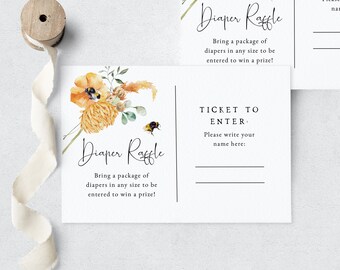 Little Honey Diaper Raffle Insert Card, Bumble Bee Baby Shower Diaper Raffle Ticket, Sweet as Can Bee, Instant Download [id:6749171]