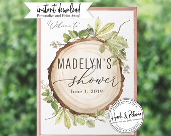 Rustic Gender Neutral Woodland Baby Shower Welcome Sign, Instant Download [id:2013935,2013942,2013968]