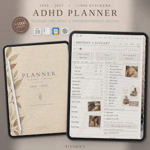 Planificador para TDAH 2026-2027, Planificador digital, Planificador para iPad compatible con TDAH, GoodNotes Notability, Planificador de rutinas de concentración, Rastreador de hábitos Brain Dump