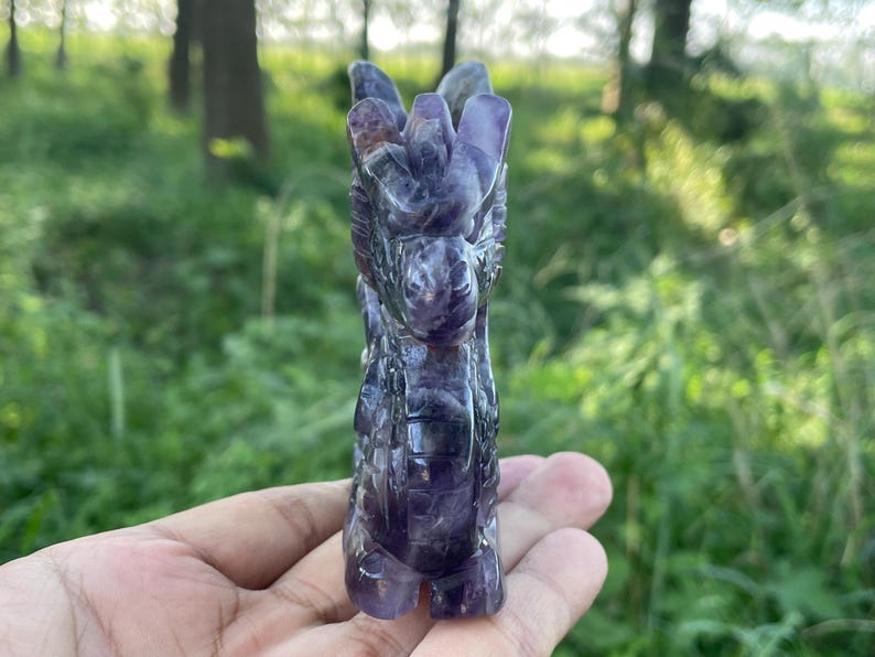 Natural Dreamy Amethyst Fly Dragon Hand Carved Crystal Skull: Crystal ...