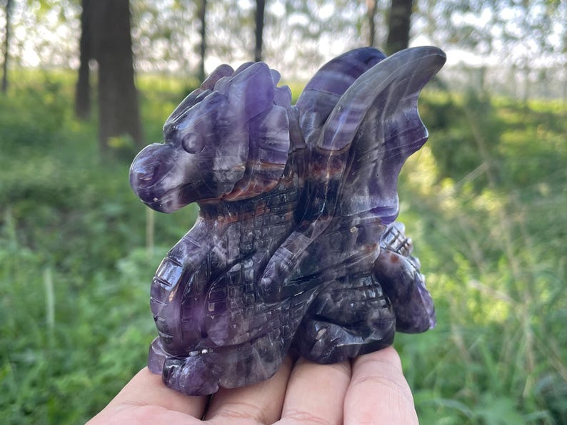 Natural Dreamy Amethyst Fly Dragon Hand Carved Crystal Skull: Crystal ...