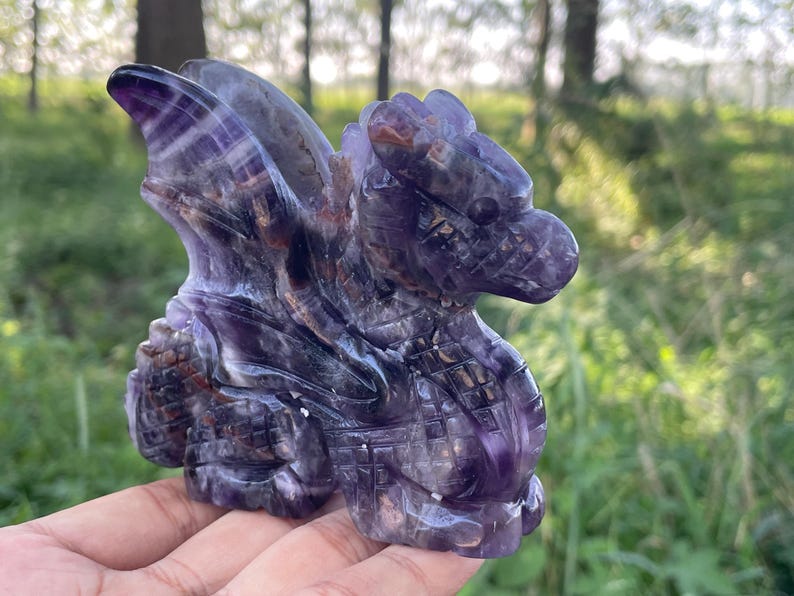 Natural Dreamy Amethyst Fly Dragon Hand Carved Crystal Skull: Crystal ...