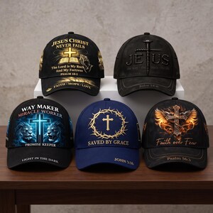 Vintage Trucker-Cap mit Kreuzmuster, personalisiertem goldenen Schriftzug, Dad-Cap für Gottesdienste und Partys