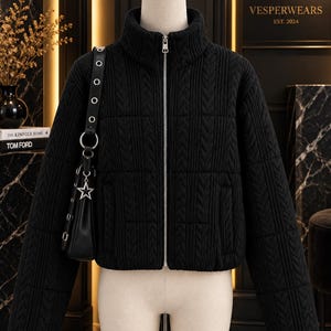 Cross-Border Women's  2025 Popular Fashionable Warm Knitted down Cotton Jackets