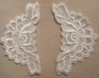 SALE - 6 Vintage Lace Applique Venetian, Bridal Appliques, Lace Applique, Venise Lace Applique, Ivory Lace Patch, Bridal pplique, Vintage