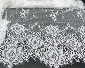 Light Ivory Chantilly Lace, Light Ivory Lace, Wedding Dress Lace, Soft Lace Fabric, Soft Material, Floral Lace, Sheer Ivory Fabric