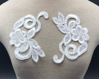 White Lace Applique, Lace, Appliques, Guipure Applique, White Patch, Venise Trim Bridal Applique, Victorian Applique, Lace Collar, DIY Lace