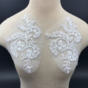 White Lace Appliques, Vintage Lace Applique, Floral Applique, Bridal Lace, Corded Lace Applique, Wedding Lace Applique, Embroidery