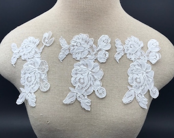 White Lace Applique, Lace, Appliques, Guipure Applique, White Patch, Venise Trim Bridal Applique, Victorian Applique, Lace Collar, DIY Lace