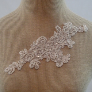 Venise Lace Applique, Lace, Appliques, Guipure Applique, White Scroll Floral Rayon Patch, Venise Trim Bridal Applique