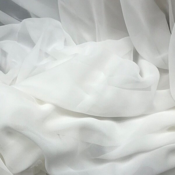 Ivory Silk Chiffon, Light Ivory Sheer Material, Flowy Fabric, Silk Chiffon Fabric, Silk Material, Chiffon Fabric, Wedding Dress Fabric