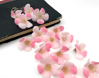 Flores de tela rosa, flores de tela pequeña, flores artificiales 3D, coser en flores, vestir flor, adorno de vestido floral