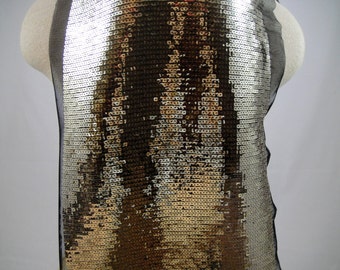 Gold Sequin Fabric E4-059 Black Tulle Stretch Fabric Gold Sequins Gold Fabric