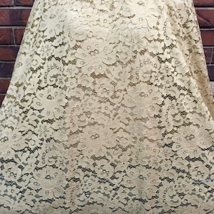 Beige Lace, Lace Fabric, Beige/Light Tan Lace, Bridal Lace, Bridal Supply, Soft Lace, Floral Lace, E3-030