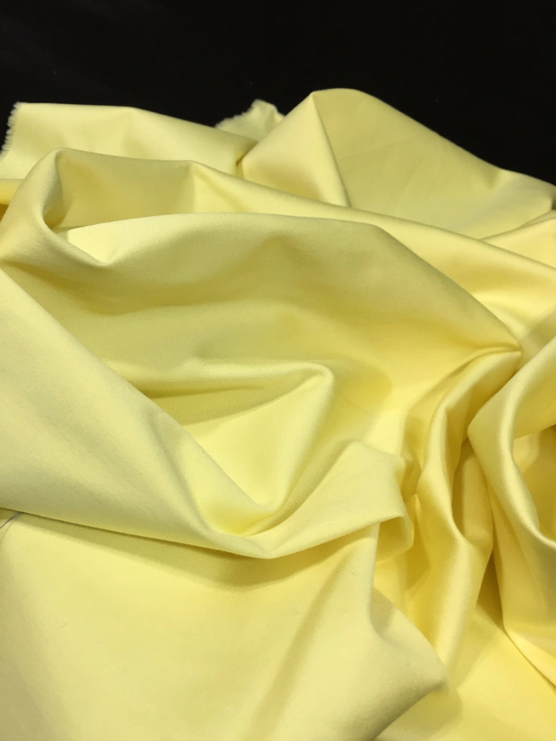 Pastel Yellow Cotton Stretch Sateen Baby Yellow Fabric Etsy
