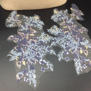 Grey flower lace , flower lace trim, dark grey flower, 4 pieces of 6in. x 11 in