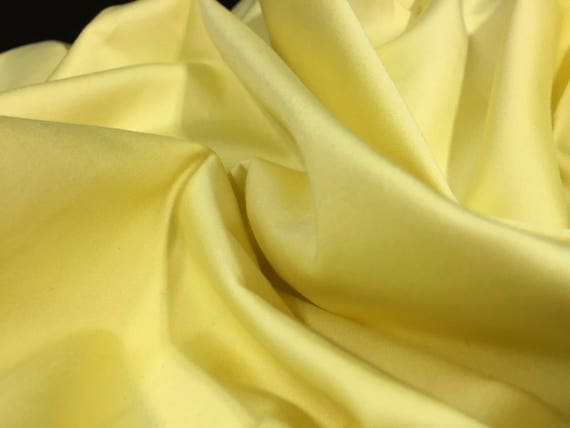 Pastel Yellow Cotton Stretch Sateen, Baby Yellow Fabric, Stretch