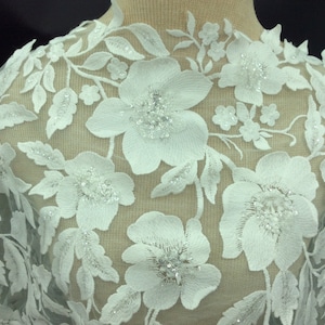 White /ivory Lace border trim, Lace Applique, Floral Patch, Bridal Applique, Bridal Lace Applique, Wedding Lace Applique, Swirl Applique