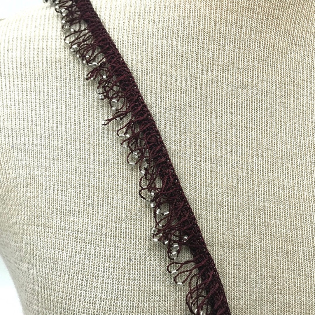 Burgundy Trim Dark Red Beaded Trim Beaded Trim for Etsy