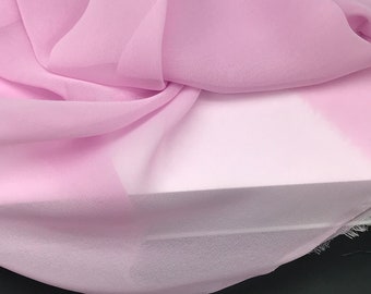 Soie rose Chiffon, Soie Chiffon, Tissu de soie, Tissu transparent, Voir à travers le matériel, Tissu chiffon de soie 34 pouces x 28 pouces