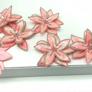 Pink Sequin Flower ,applique Beaded Sequin in Pink for Headbands or Corsage, Embellishment, Sequin Brooch image 8